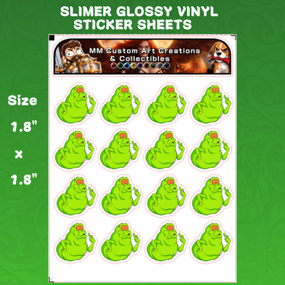 Slimer from The Real Ghostbusters Glossy Vinyl Sticker SHEETS