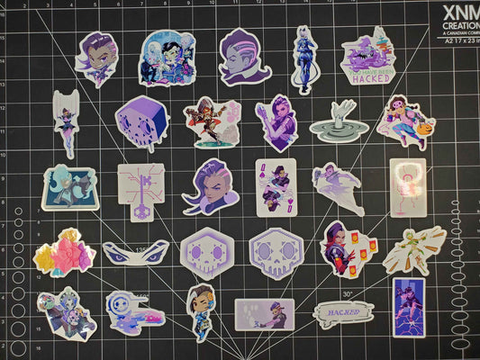 Overwatch 2 Sombra Hero Sprays Sticker Set | 29 High Quality Glossy Stickers