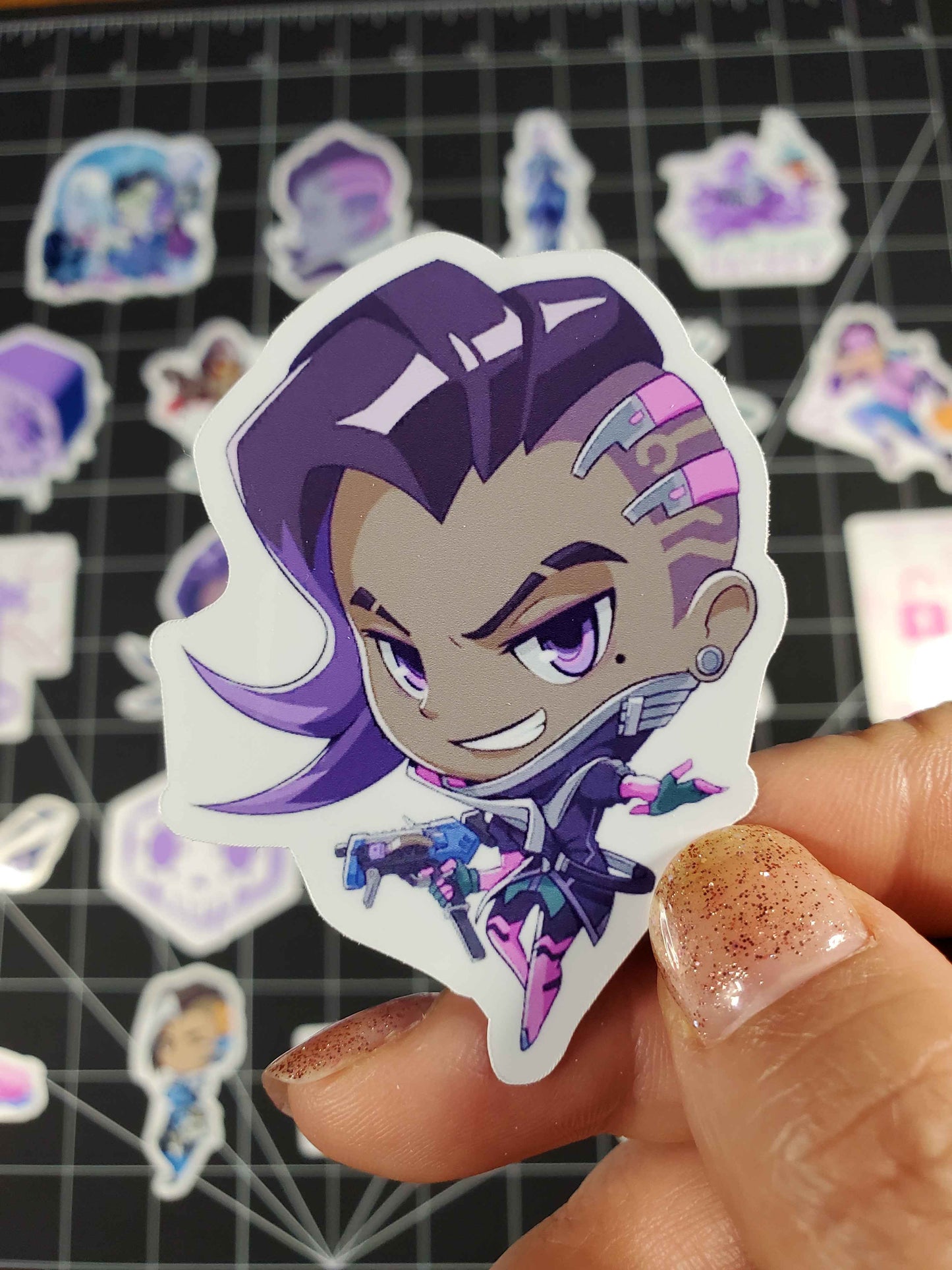 Overwatch 2 Sombra Hero Sprays Sticker Set | 29 High Quality Glossy Stickers
