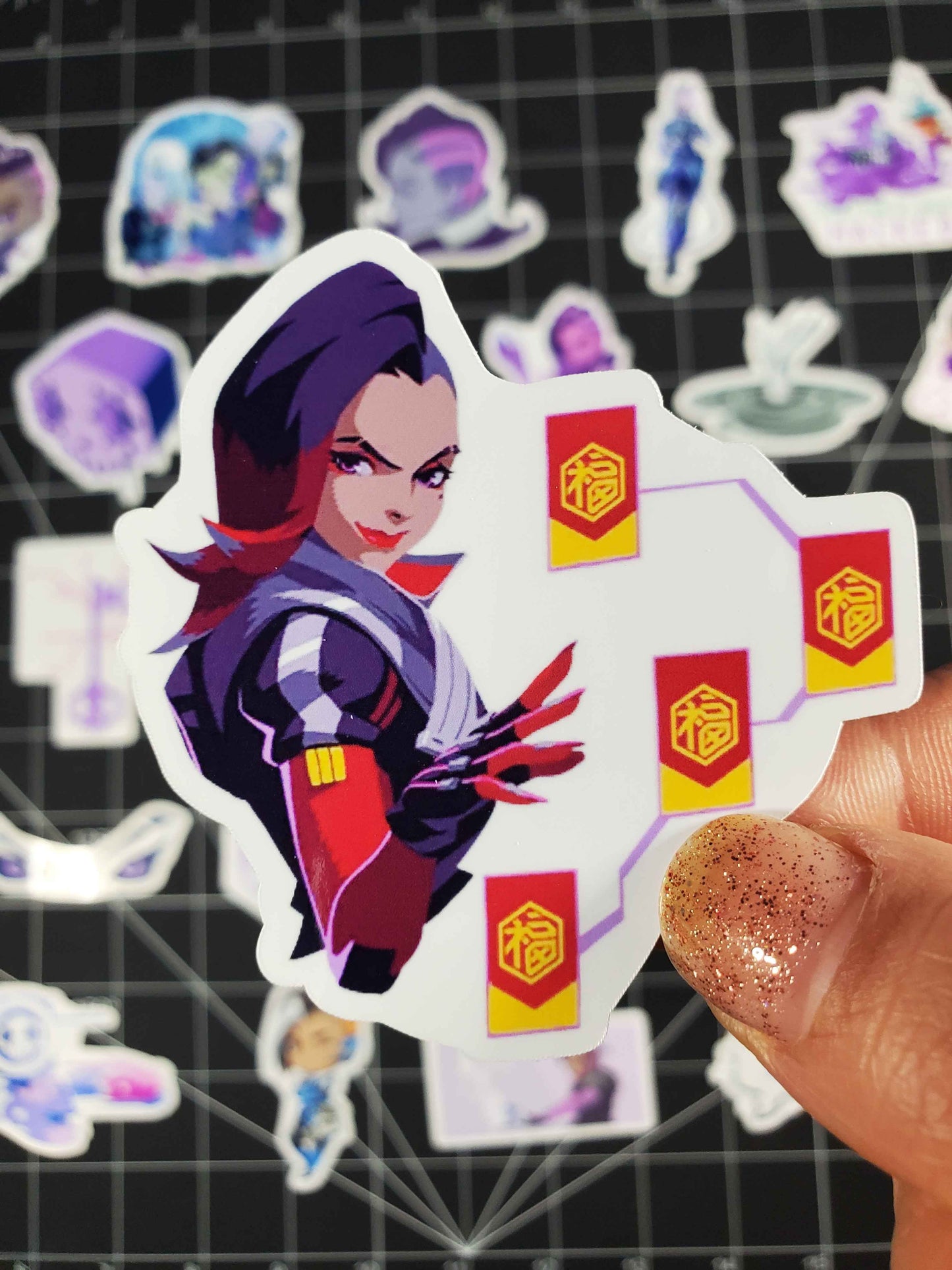 Overwatch 2 Sombra Hero Sprays Sticker Set | 29 High Quality Glossy Stickers