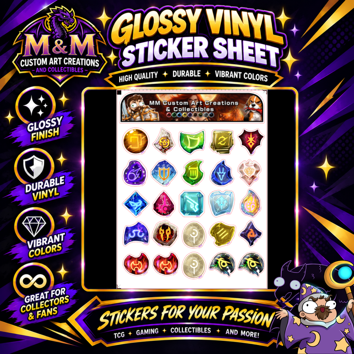 Final Fantasy A Realm Reborn Soul Crystals Glossy Vinyl Sticker SHEETS