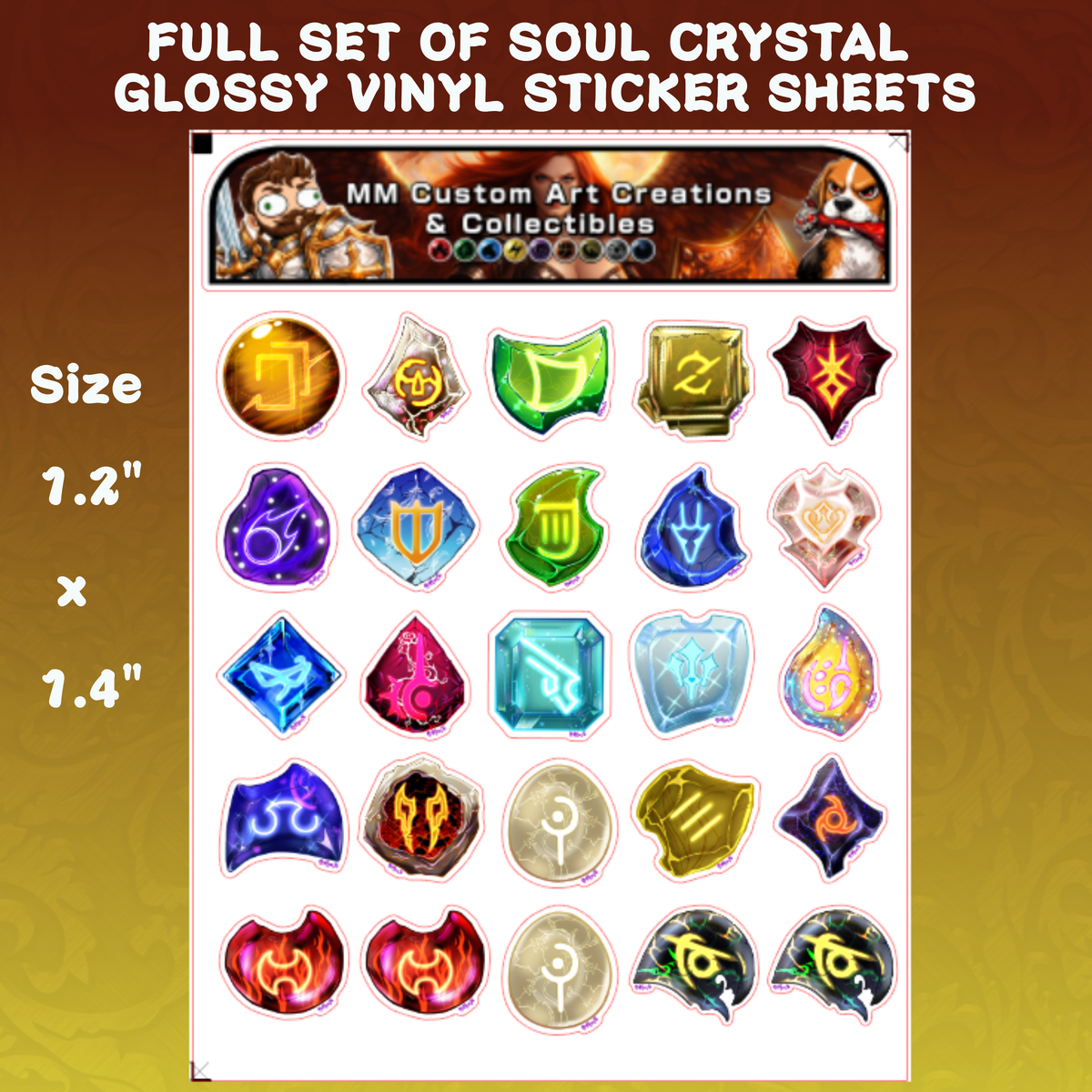 Final Fantasy A Realm Reborn Soul Crystals Glossy Vinyl Sticker SHEETS
