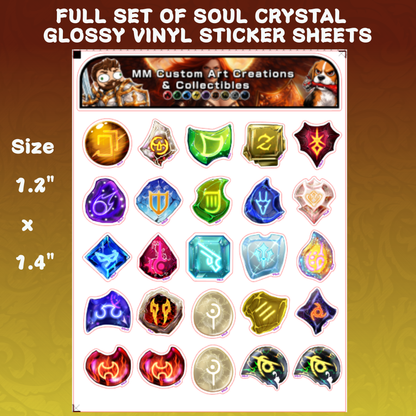 Final Fantasy A Realm Reborn Soul Crystals Glossy Vinyl Sticker SHEETS