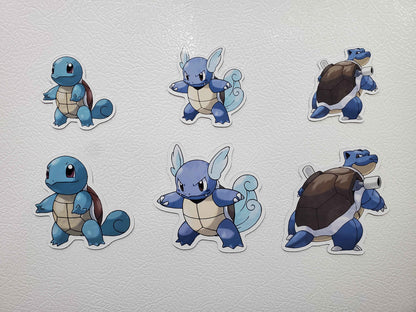 Squirtle, Wartortle, Blastoise Fridge Magnet Set - Pokemon Water Types