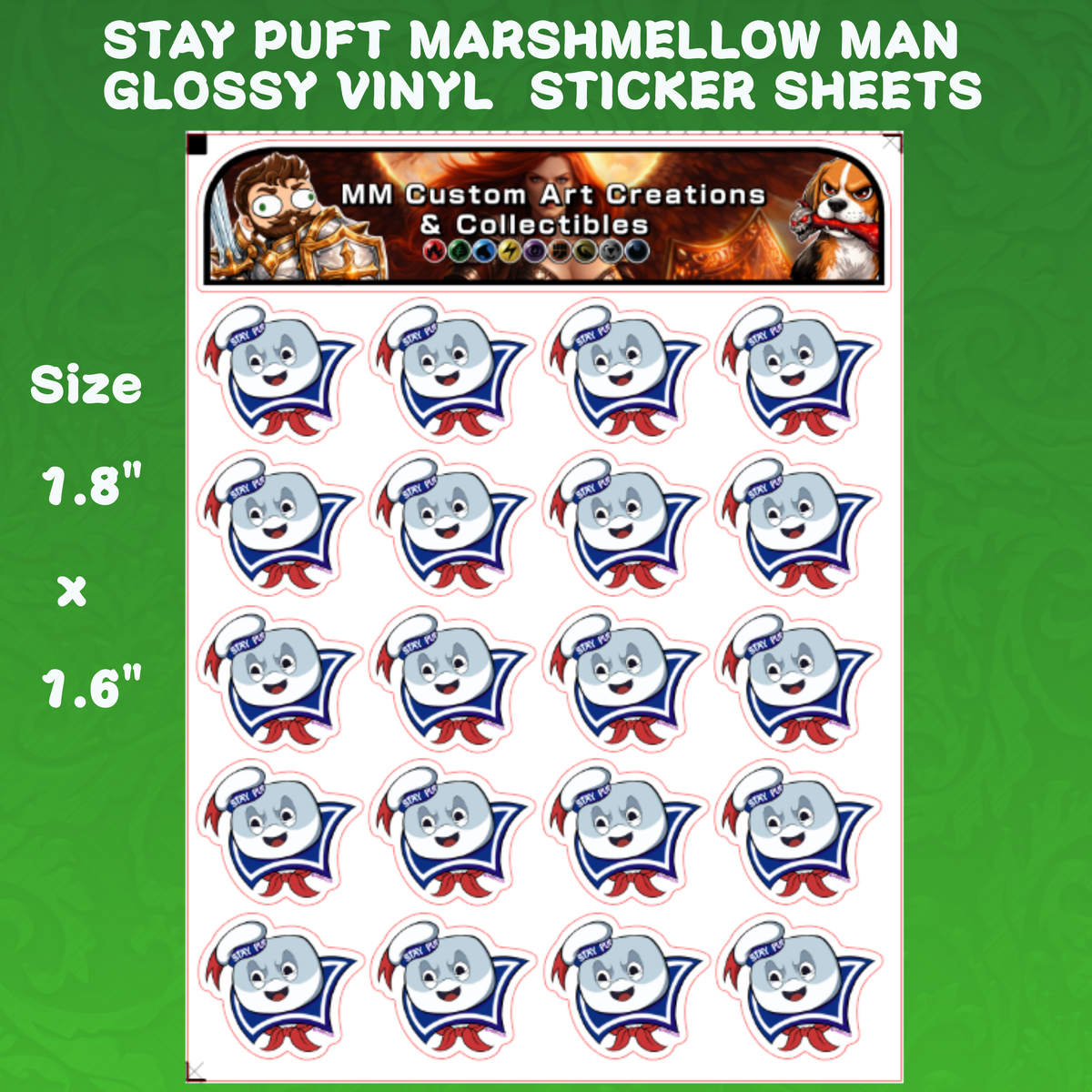 Stay Puft Marshmellow Man Glossy Vinyl Sticker SHEETS