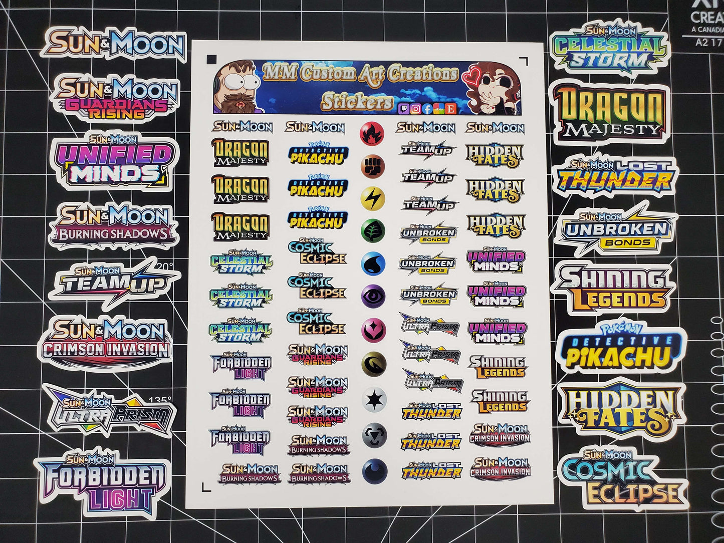 Pokemon Sun & Moon Era 3" Glossy Vinyl Logo Sticker Bundle - 16 Stickers Total