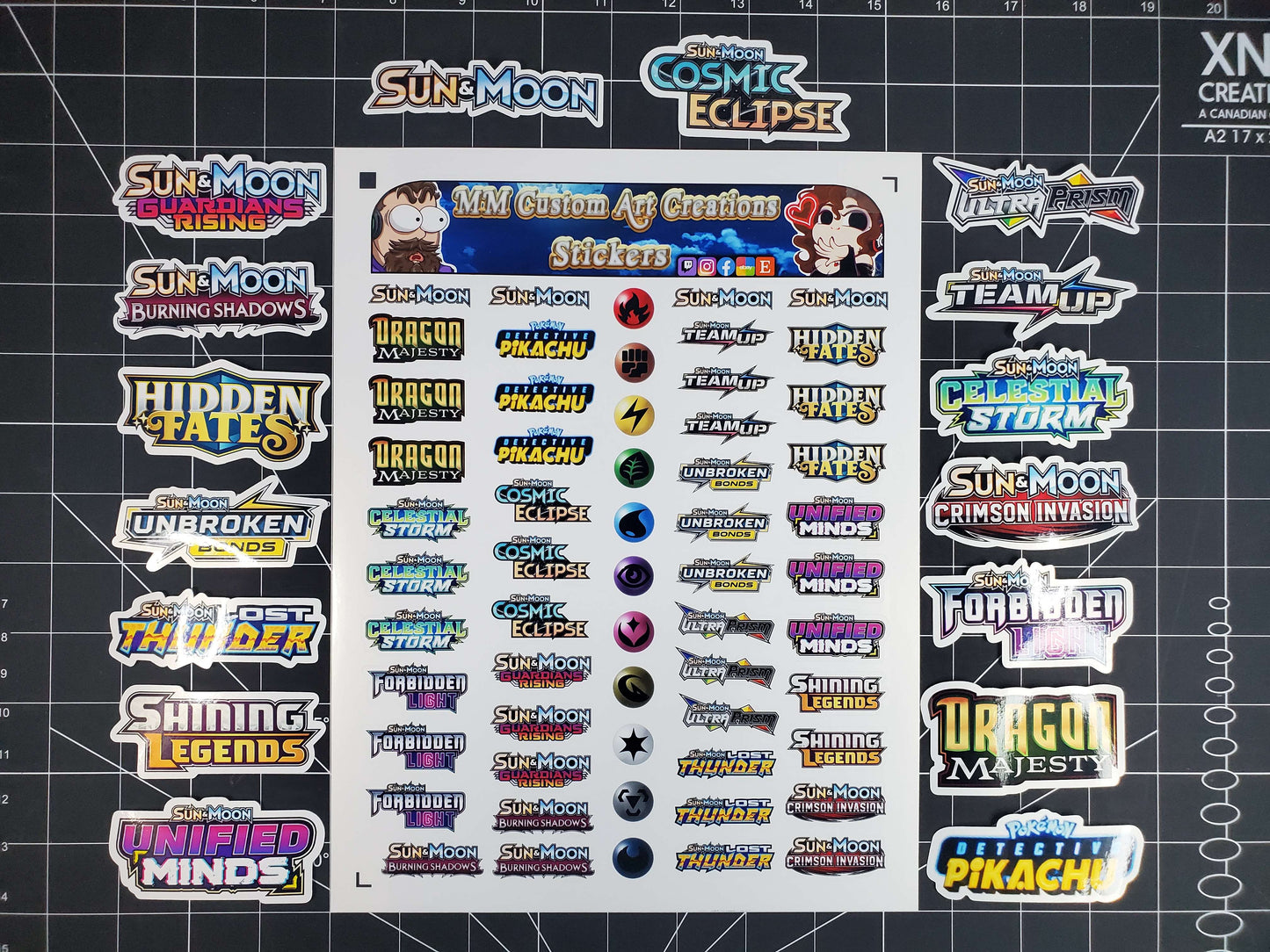 Pokemon Sun & Moon Era 3" Glossy Vinyl Logo Sticker Bundle - 16 Stickers Total
