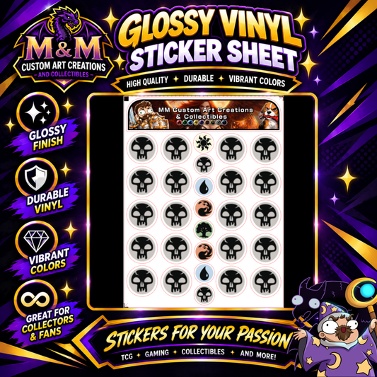 Swamp/Dark Mana Symbol Glossy Vinyl Sticker SHEETS Magic The Gathering MTG