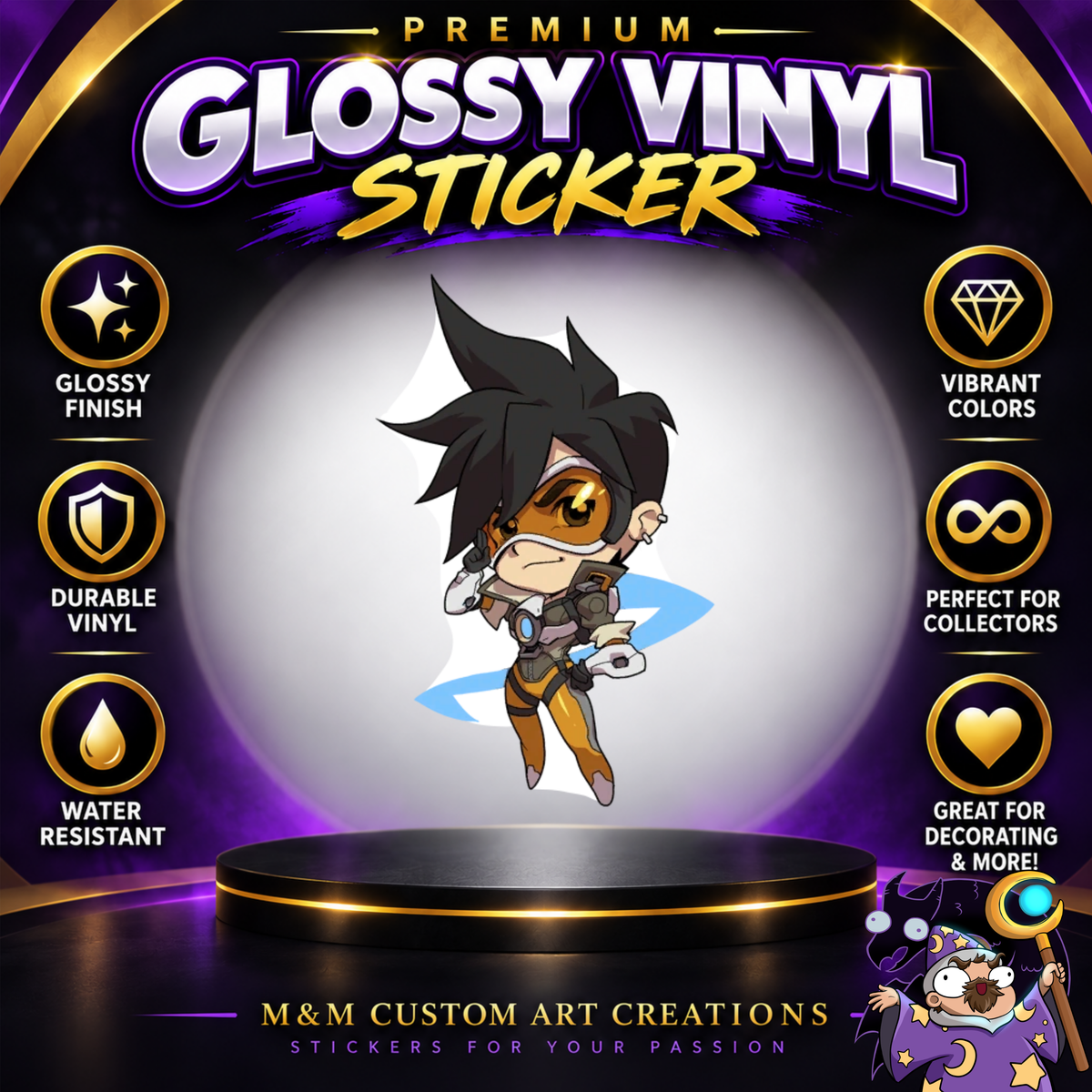 Tracer from Overwatch 2 Glossy Vinyl Sticker SHEETS