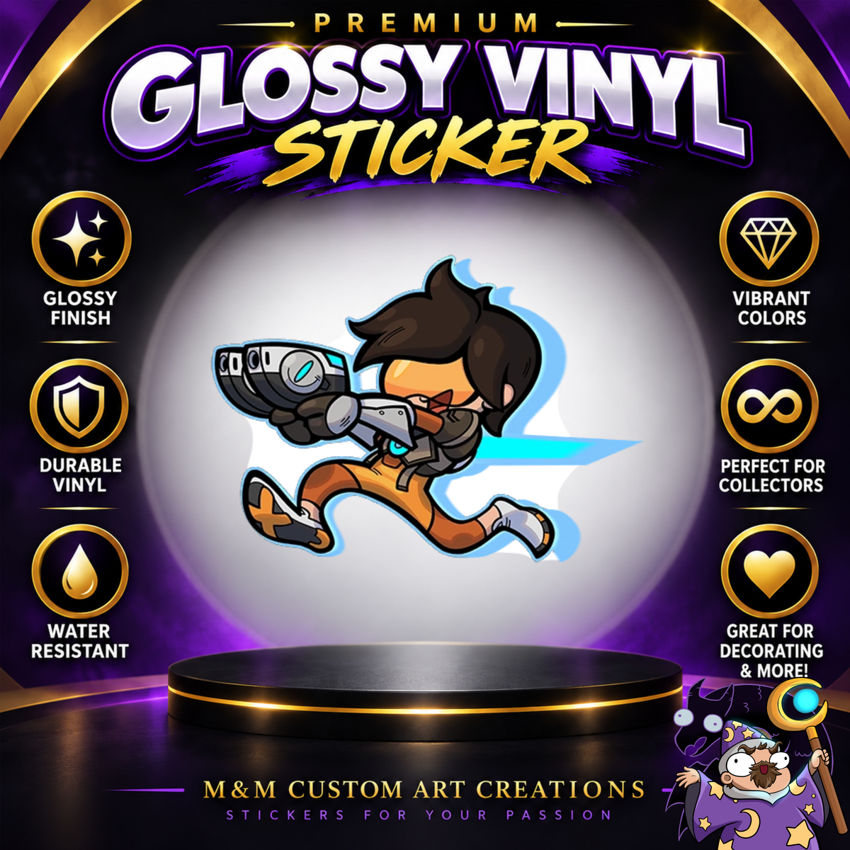 Tracer from Overwatch 2 Glossy Vinyl Sticker SHEETS