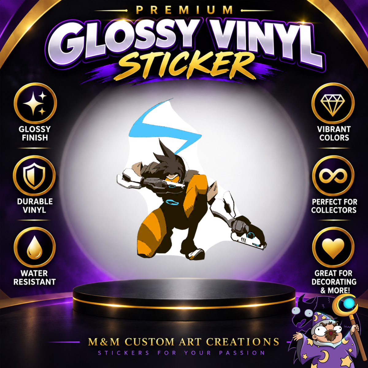 Tracer from Overwatch 2 Glossy Vinyl Sticker SHEETS