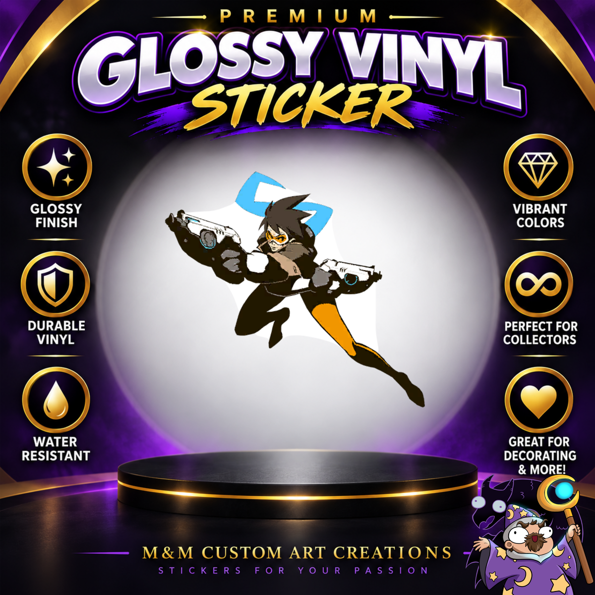 Tracer from Overwatch 2 Glossy Vinyl Sticker SHEETS