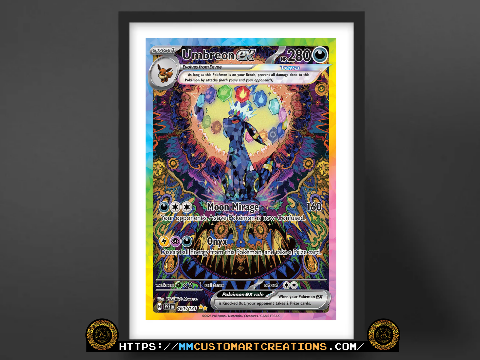 Umbreon ex #161 Alt Art Prismatic Evolutions (PRE) Poster Print - Avai M&M Custom Art Creations and Collectibles Umbreon ex #161 Alt Art Prismatic Evolutions (PRE) Poster Print - Avai M&M Custom Art Creations and Collectibles