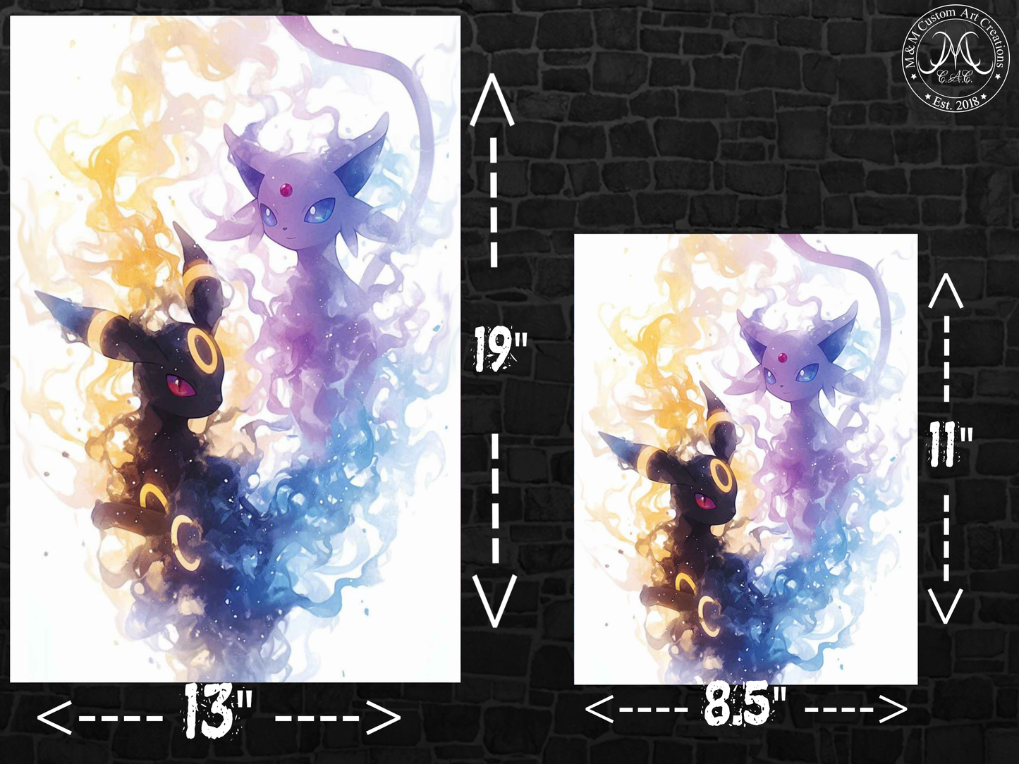 Pokemon Umbreon Espeon Poster Print | Dual Eeveelution Pokémon Wall Art