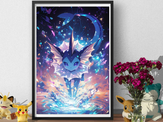 Vaporeon Poster Print | Pokemon Wall Art | Kanto Gen 1 Water Type Decor