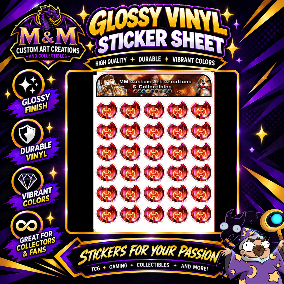 Warrior Soul Crystal from Final Fantasy Glossy Vinyl Sticker SHEETS