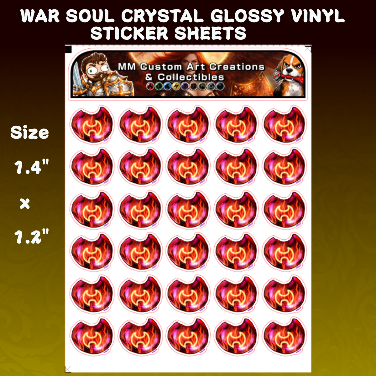 Warrior Soul Crystal from Final Fantasy Glossy Vinyl Sticker SHEETS