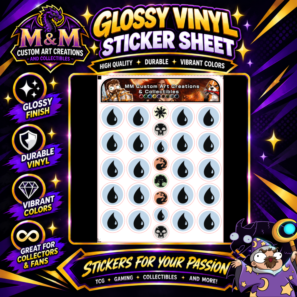 Island/Water Mana Symbol Glossy Vinyl Sticker SHEETS Magic The Gathering MTG