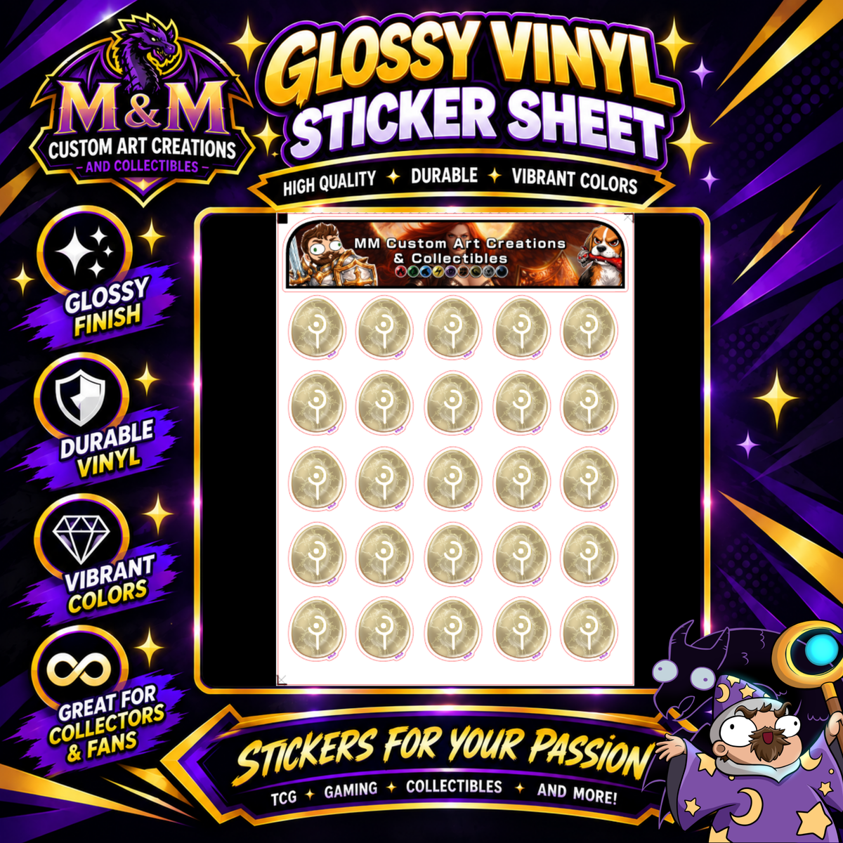 White Mage Soul Crystal from Final Fantasy Glossy Vinyl Sticker SHEETS