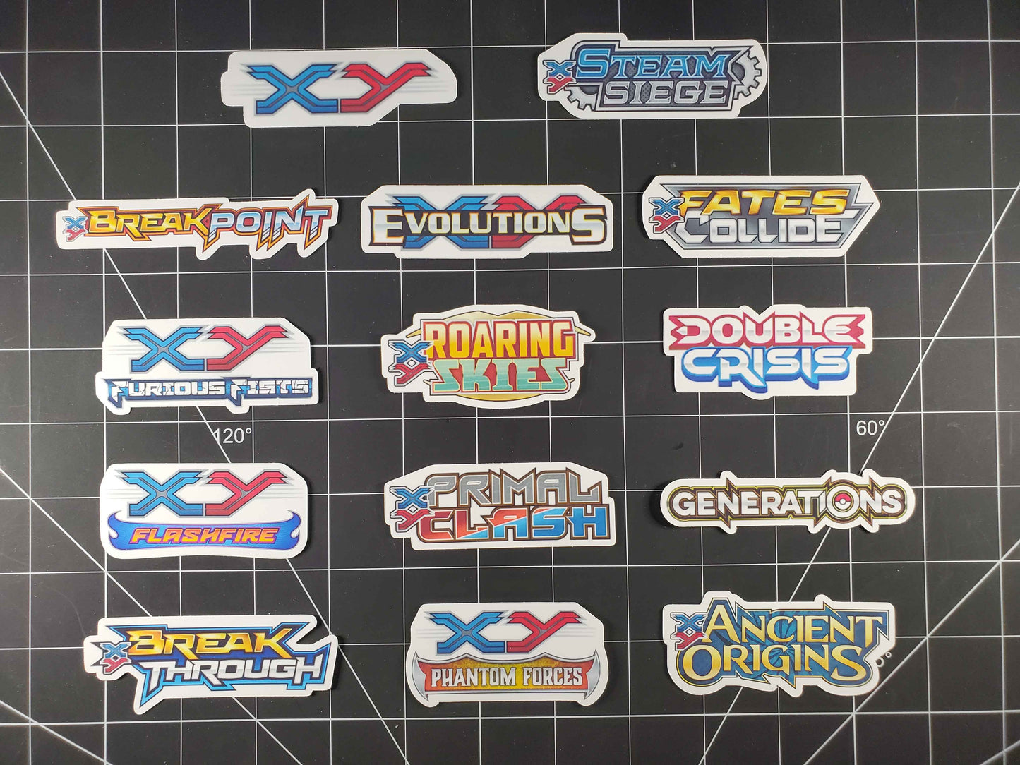 Pokemon XY Era Set Logo's 14 Glossy Vinyl Stickers to Organize your Collection