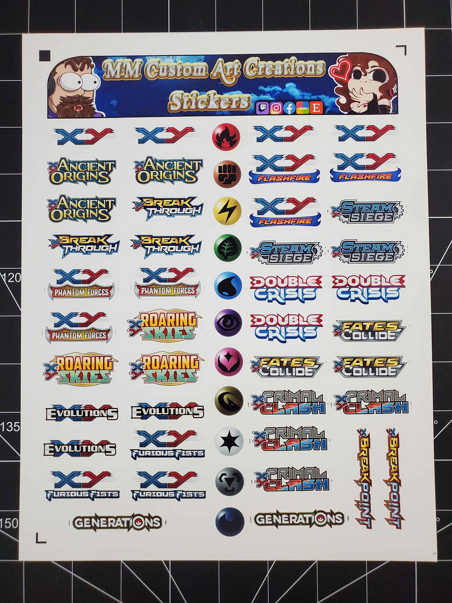Pokemon XY Era Set Logo's 14 Glossy Vinyl Stickers to Organize your Collection