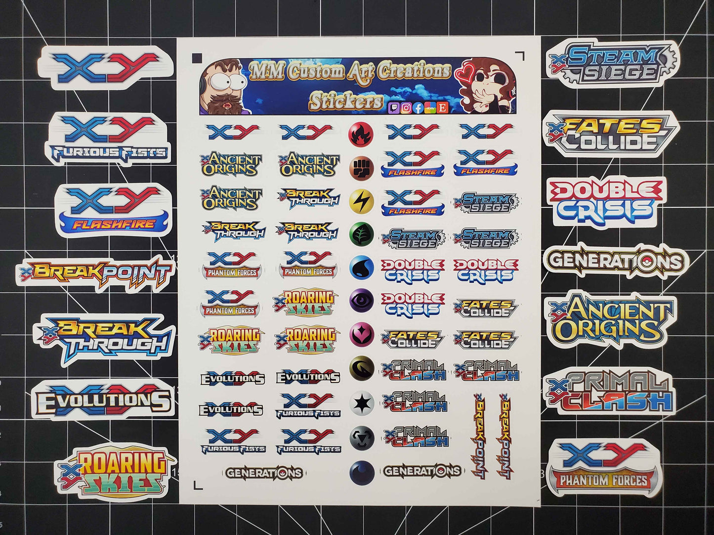 Pokemon XY Era Set Logo's 14 Glossy Vinyl Stickers to Organize your Collection