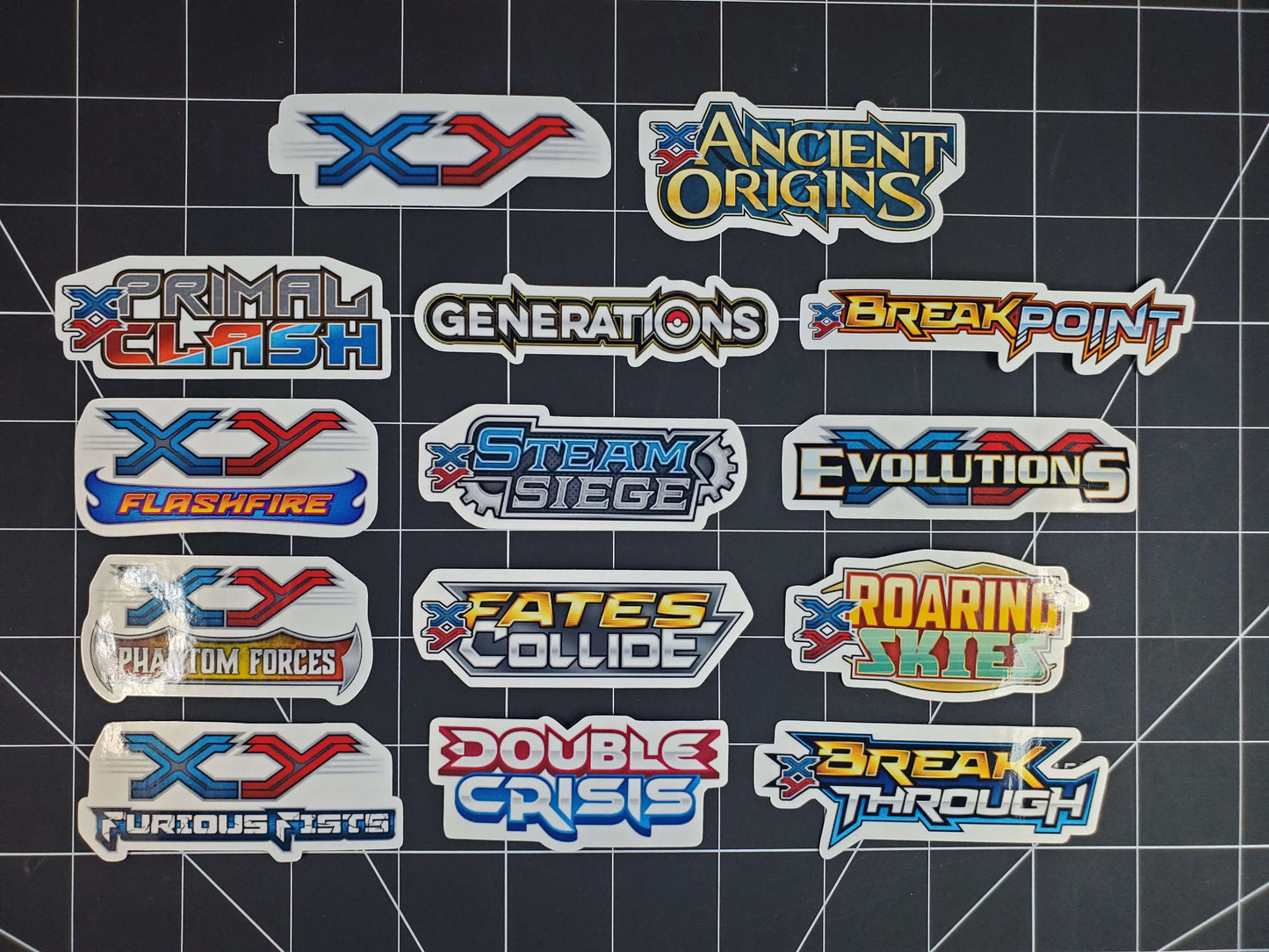 Pokemon XY Era Set Logo's 14 Glossy Vinyl Stickers to Organize your Collection