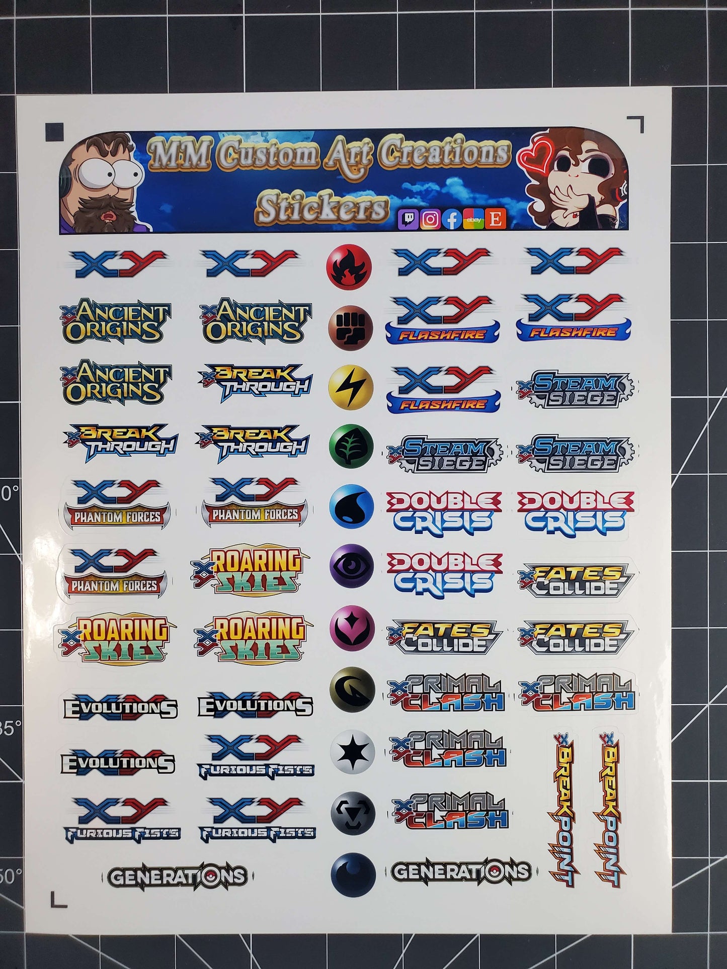 Pokemon XY Era Set Logo's 14 Glossy Vinyl Stickers to Organize your Collection