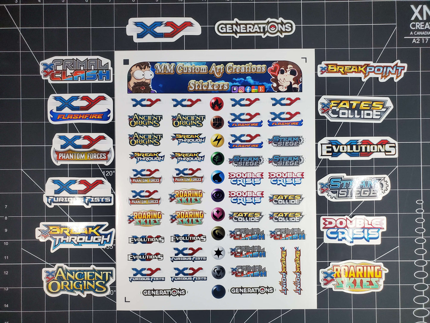 Pokemon XY Era Set Logo's 14 Glossy Vinyl Stickers to Organize your Collection